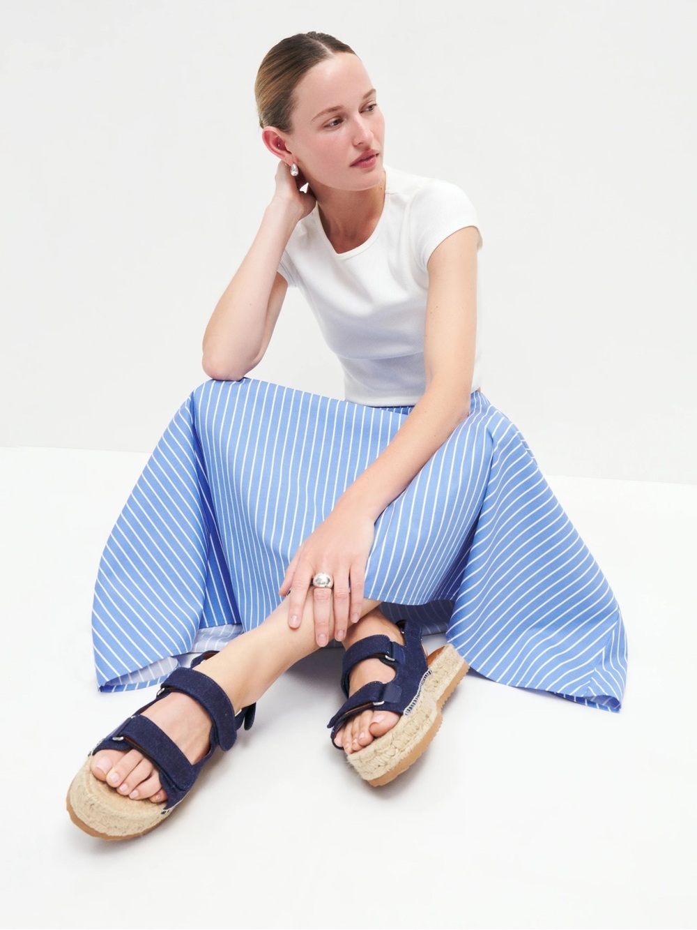Reformation Navy Espadrille Platform Sandals